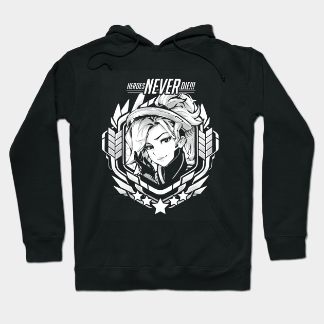 Mercy "Heroes Never Die!!" Hoodie by RobotCatArt